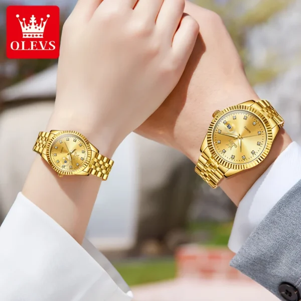 Original Gold Quartz Watch Couples - Image 2