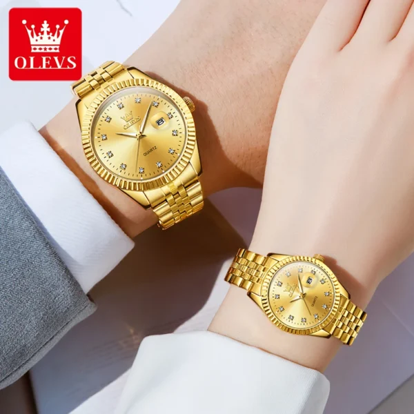 Original Gold Quartz Watch Couples - Image 3