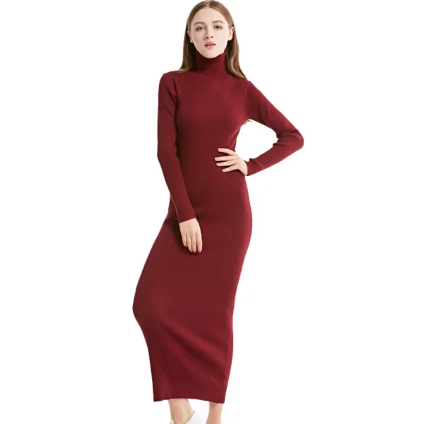 Winter Maxi Dress Slim Work - Image 3