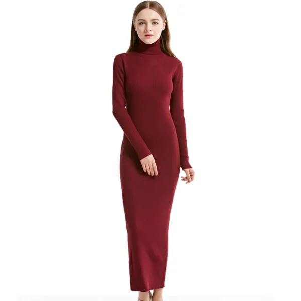 Winter Maxi Dress Slim Work