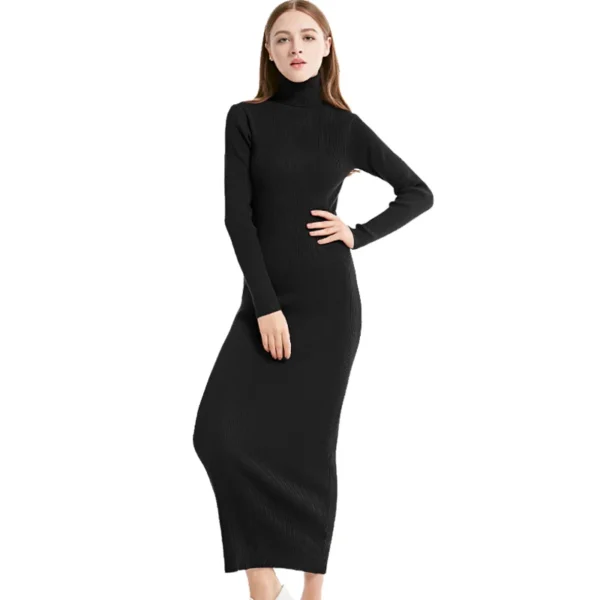 Winter Maxi Dress Slim Work - Image 2