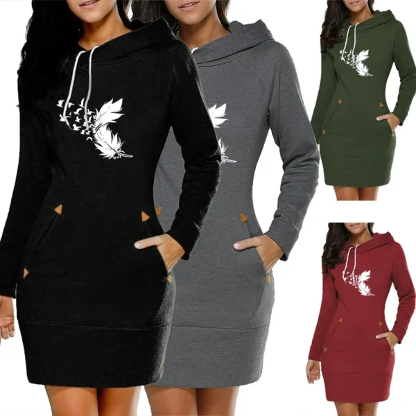 Women Hoodie Dress Sweatshirt