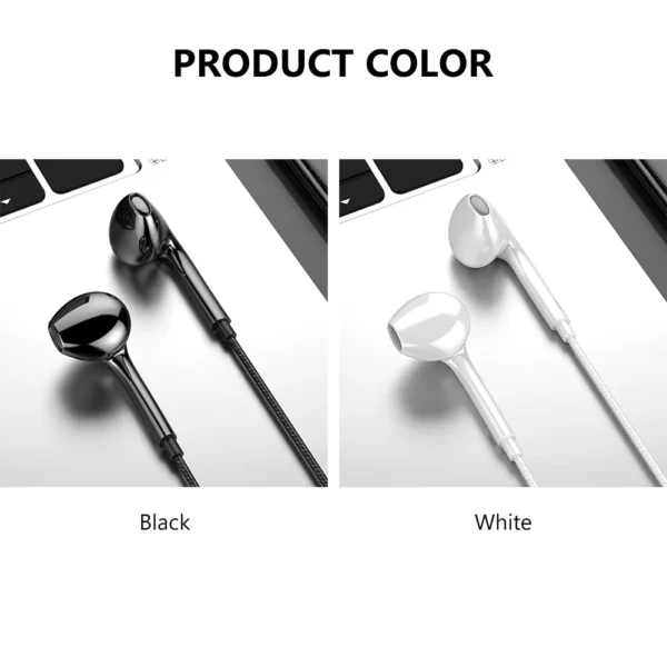 3.5mm Black White Sport Earbuds Wired - Image 3