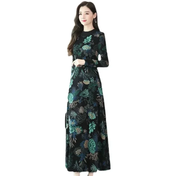 Vintage Fleece-Lined Dress Women's Winter - Image 5